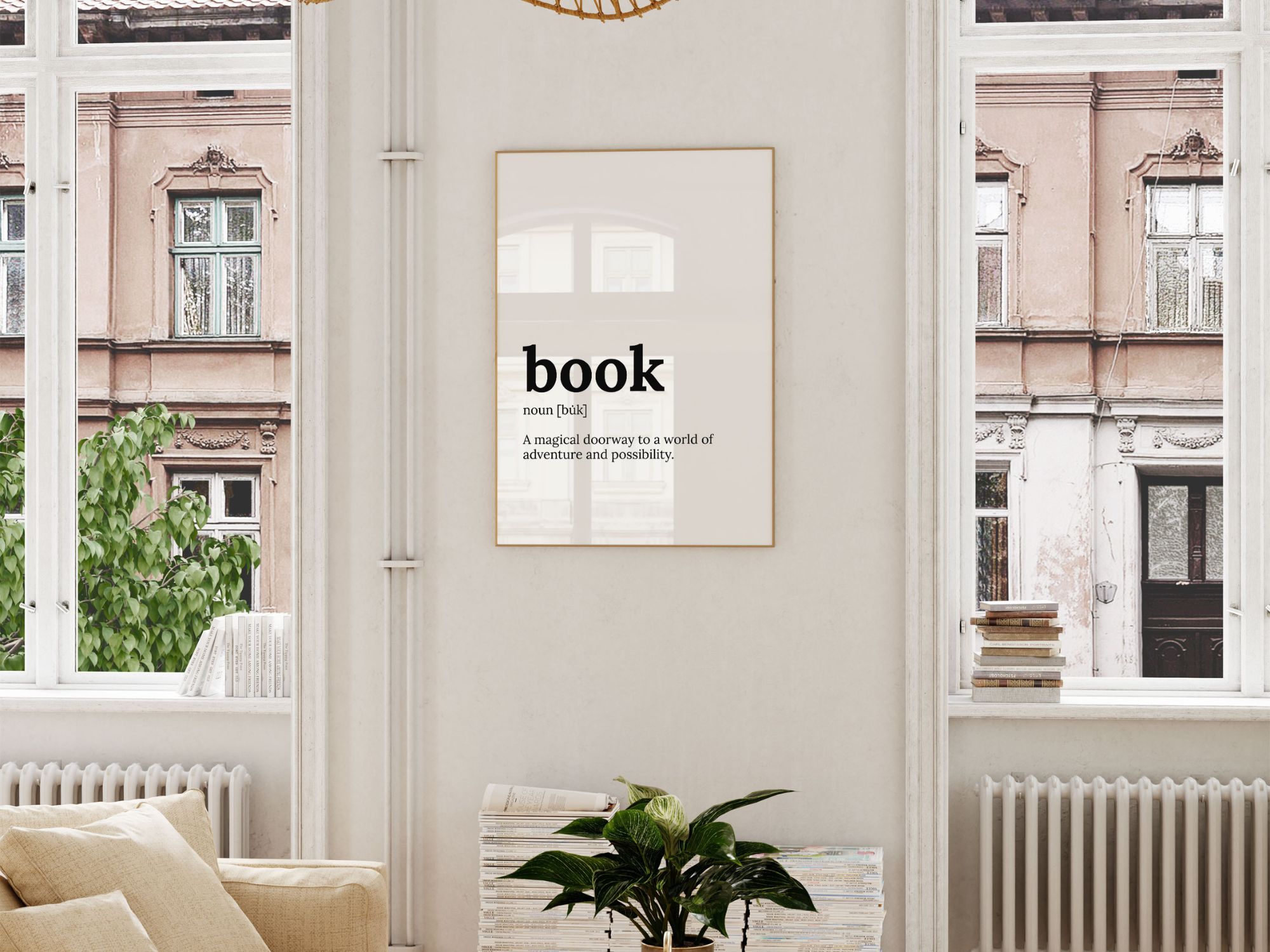 book definition dictionary art poster in a living room